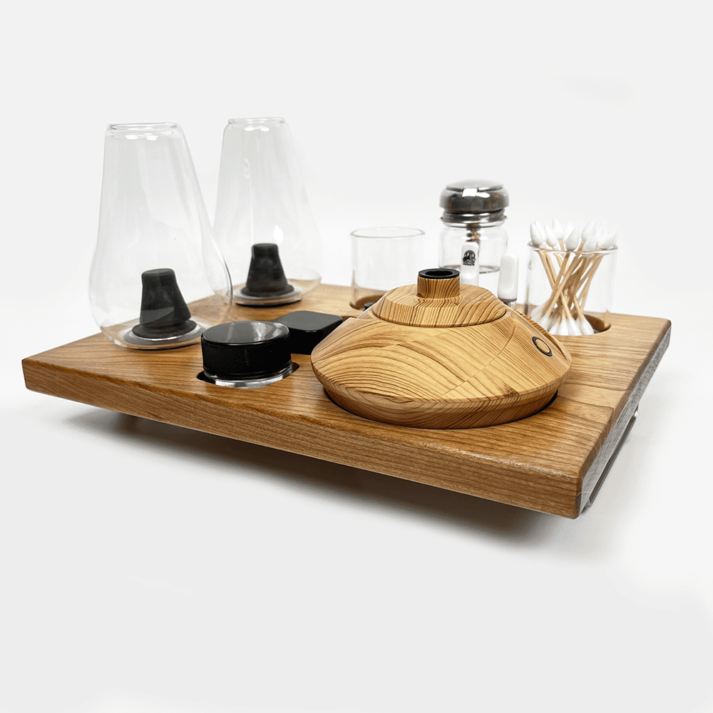 Zenco Sipping Vaporizer Basic All Wood Tray for Organizing Your Dab Session with ISO Dispenser and Swab Jar